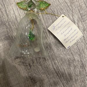 Glass Angel Bell with Green Accents